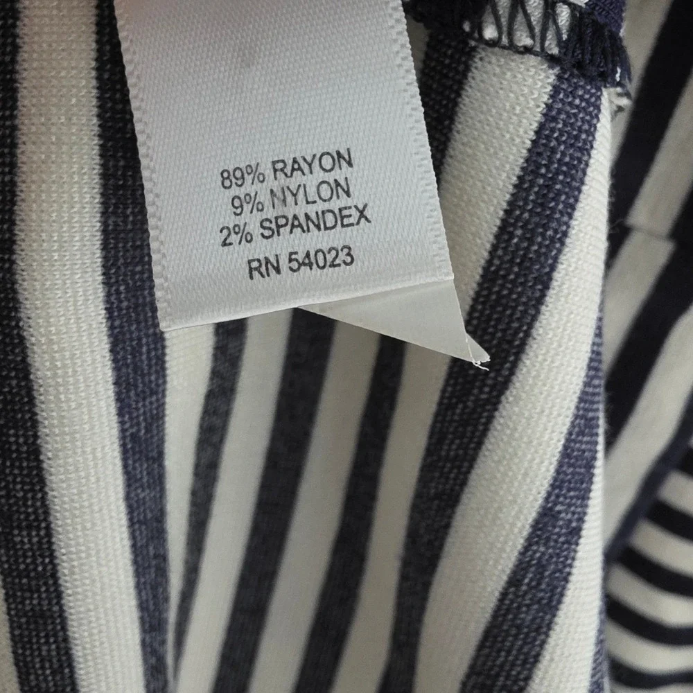 Banana Republic Navy White Striped Sheath Dress Scoop Neck Elbow Sleeve Size 10 - Picture 5 of 16